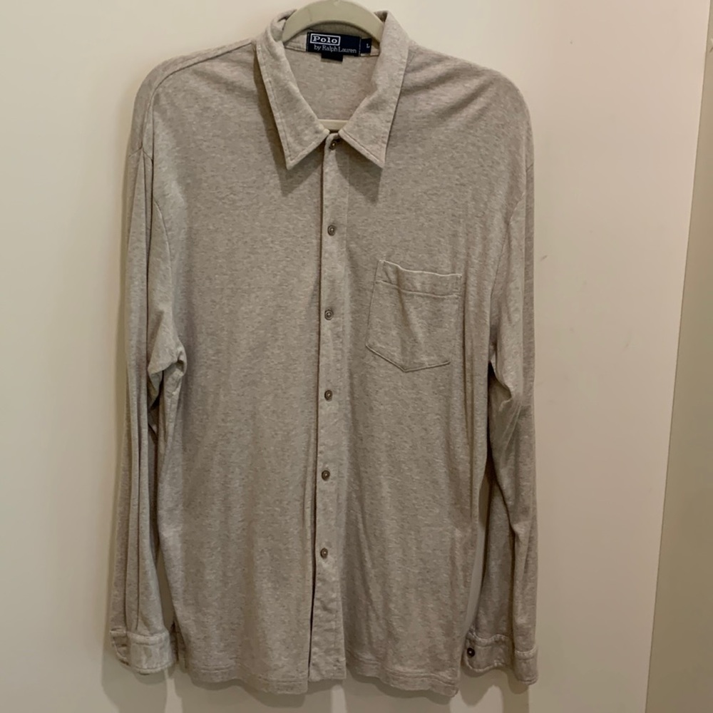 Polo Ralph Lauren shirt. Size large. Oatmeal color. Heavier weight cotton.